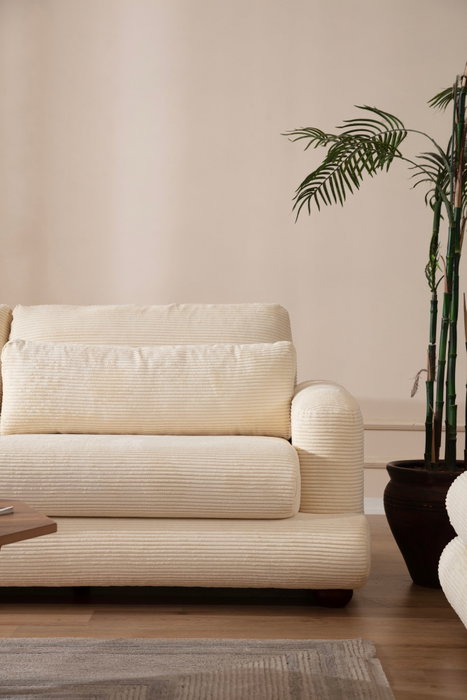 Atelier Del Sofa Sofá de 3 Plazas Beige 230cm Largo x 105cm Ancho x 90cm Alto